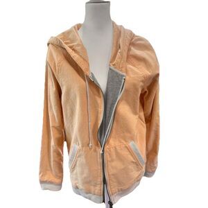 Hurley Oversized Zip Up Hoodie Soft Pasel Peach Cotton Blend Casual Surfwear M